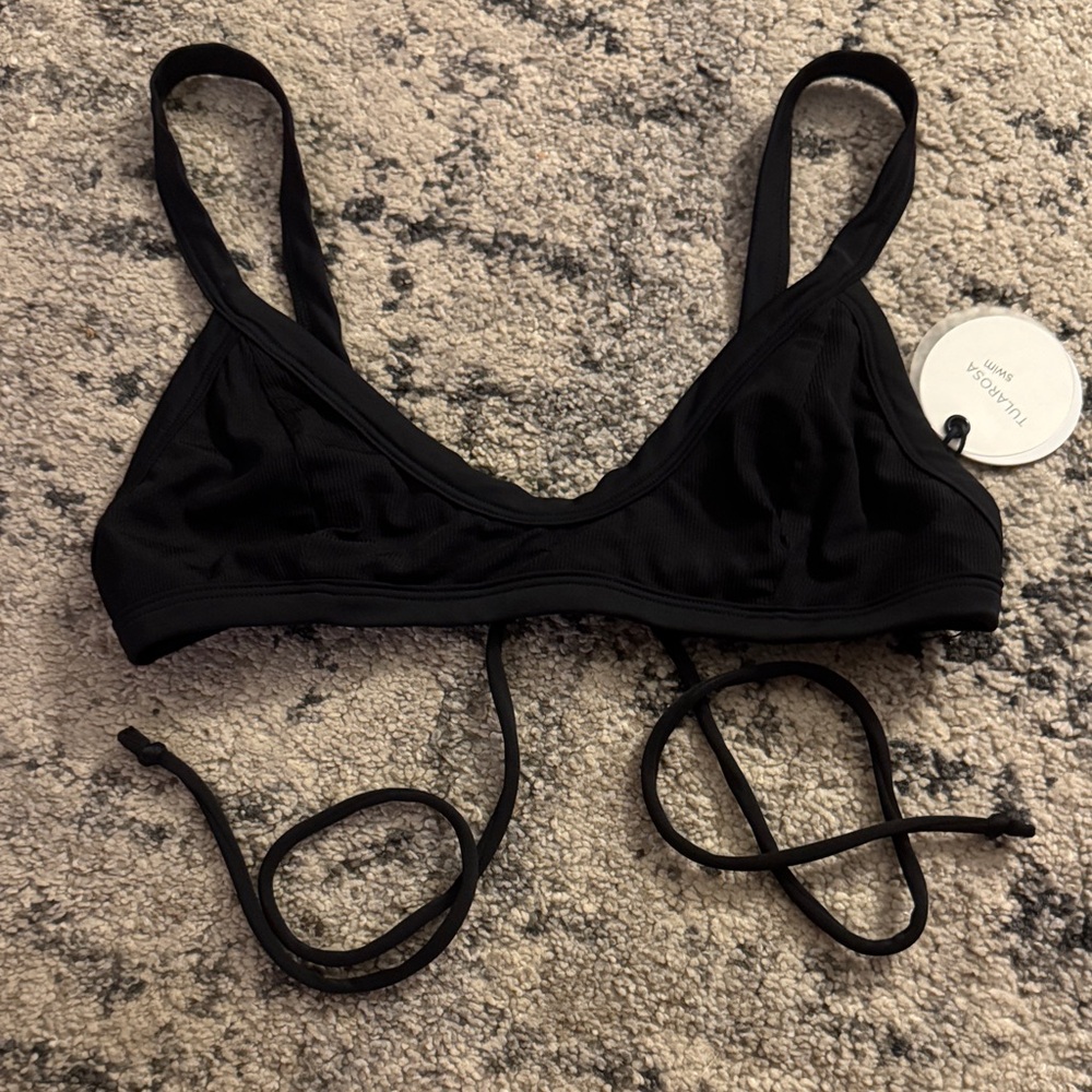 Tularosa Black Ribbed Bikini Top